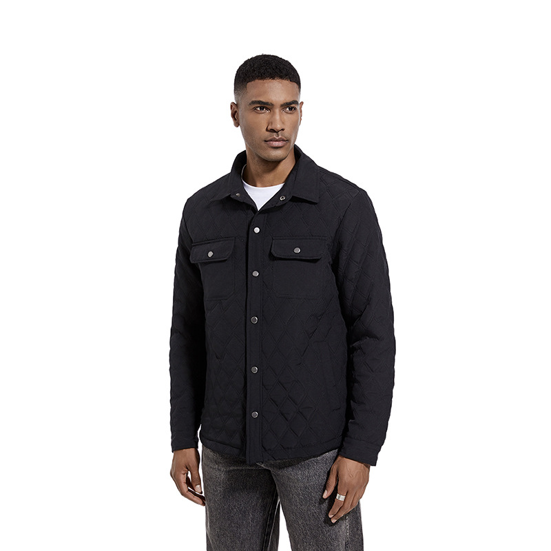 Autumn and Winter Mens Jackets Slim-fit Thin Cotton Diamond-shaped Jacket Fashion Casual Youth Mens Tops